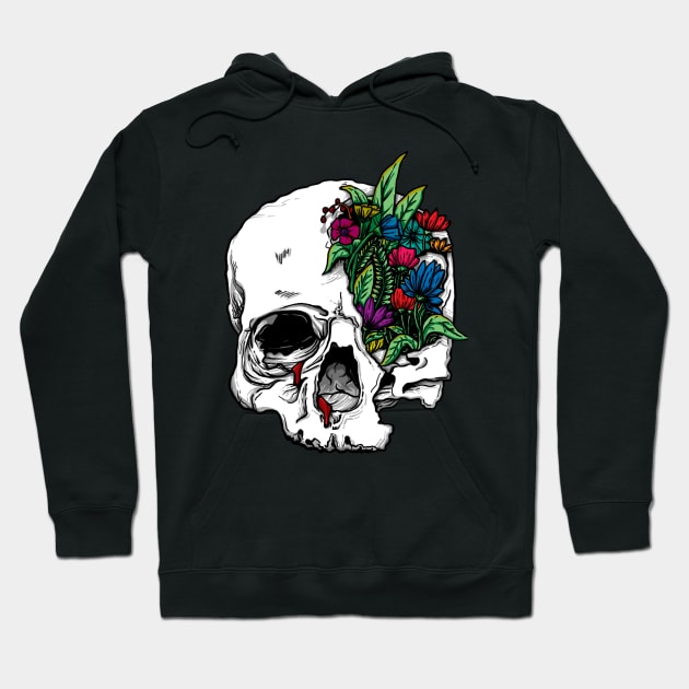 Skull and plants Hoodie by Wahyuwm48